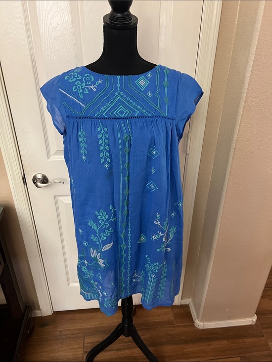 Johnny Was Tops - Johnny Was Blue Embroidered Cotton Tunic